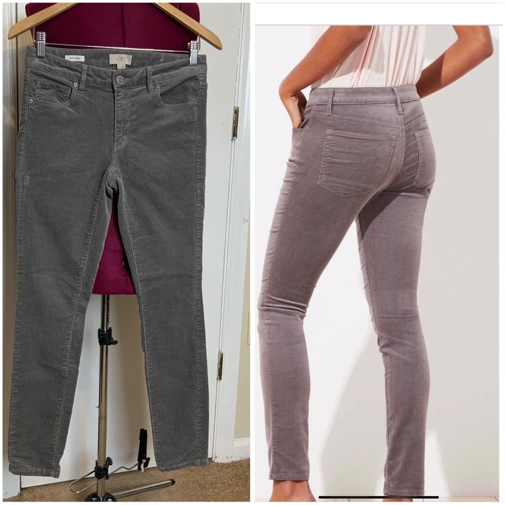 Like New LOFT Curvy Skinny Corduroy Gray Dress Pants 2 Women
